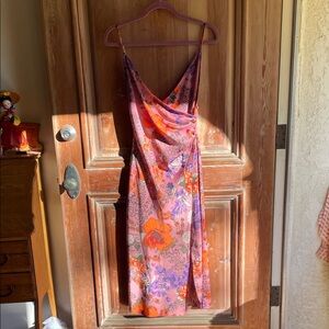 Urban Outfitters Purple and Orange Floral Midi Dress
